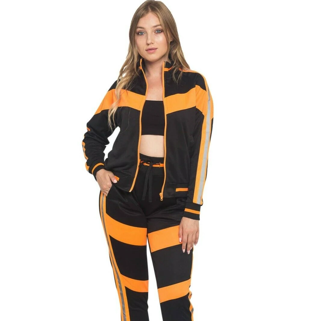 wholesale color bock women joggers outdoor training tracksuits / custom made sweatsuit