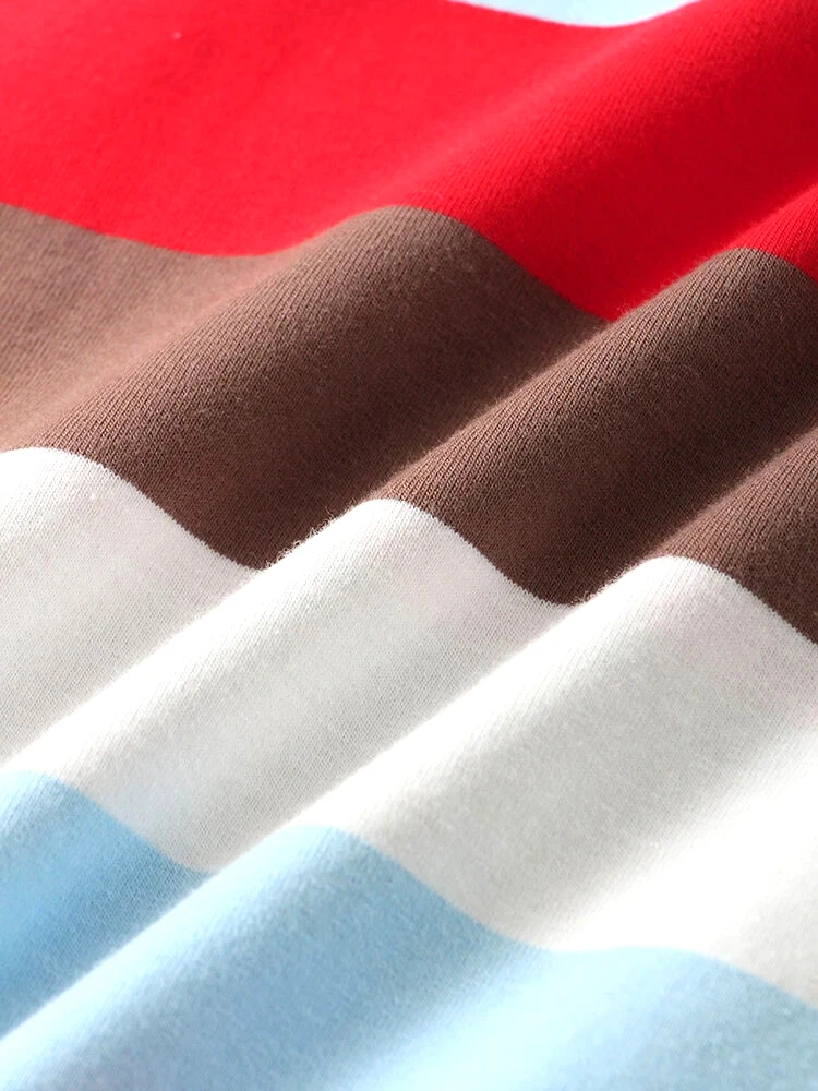 Mens Cotton multi Color Stripe Loose Fit Fashion T-Shirts