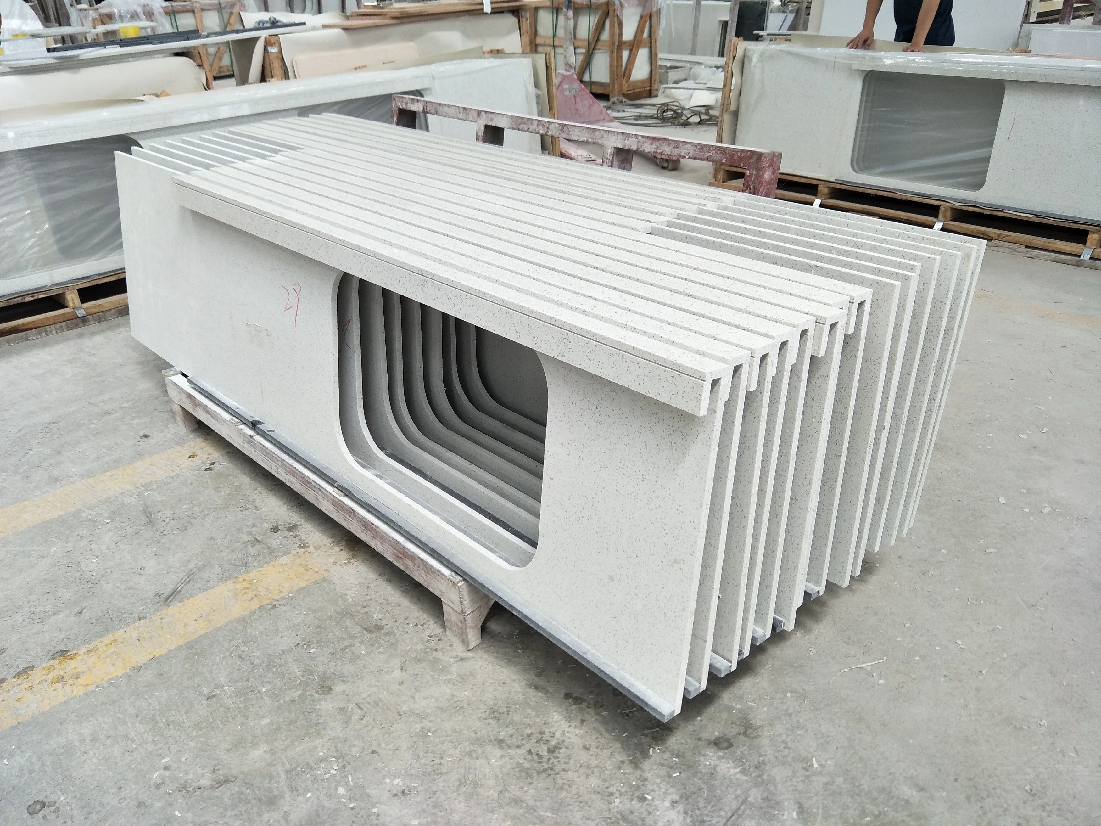 Factory Direct Sales Countertop Worktop Artificial Quartz Marble Look Stone Slabs Calacatta  Quartz Stone