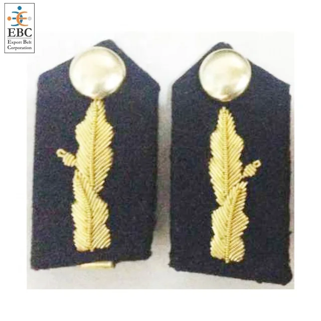 OEM Uniform Gorgets Collar Patch 4 Oak Leaf Silver Embroidery or Dark Blue Velvet High Quality Handmade Dress Uniform Gorgets
