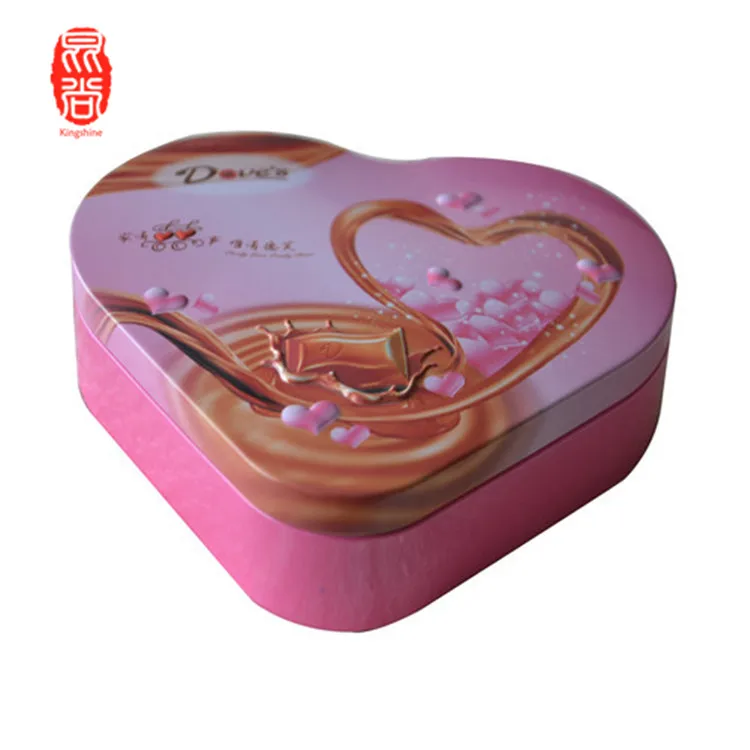 
Custom High Quality Heart Shaped Tinplate Box Chocolate Heart Tin Can 
