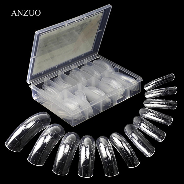 120pcs uv Gel Acrylic Nails Mold Artificial Dual Forms System UV Gel Polish Manicure Tool Nail Extension Form Tips Clear