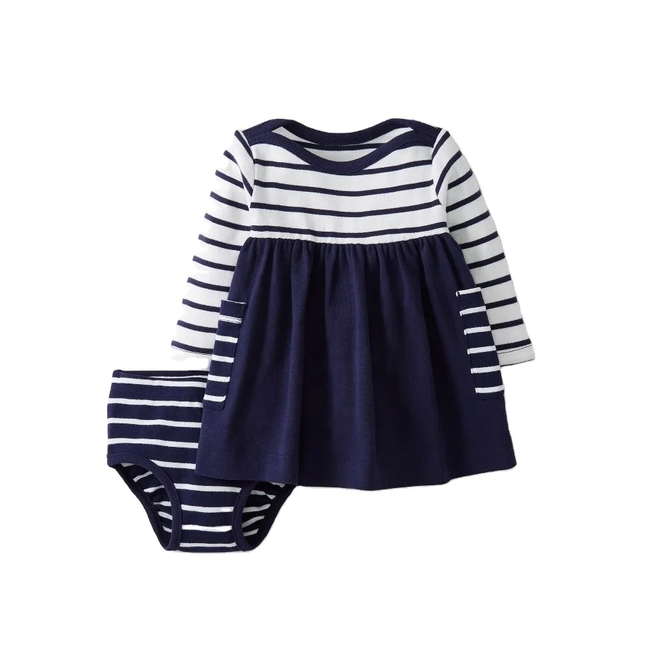 Baby girls essential dress with diaper cove Toddler clothing set Baby dresses Kids clothing set 100 organic cotton summer spring