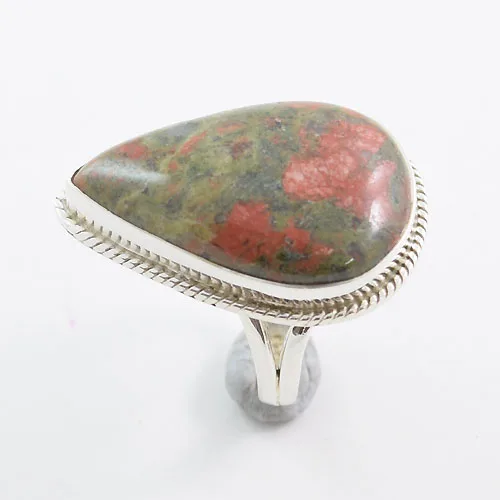 925 Серебряное кольцо из океанской яшмы массивное для женщин вечность Вермейл драгоценный камень