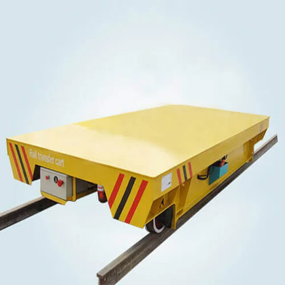TZS battery powered electric rail flat cart motorised metal transfer trolley for metal factory