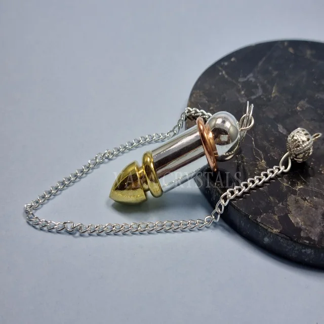 WHOLESALE COPPER COIL METAL PENDULUM KARNAK CONE CHAMBER EGYPTIAN-SPRING CAGE HOLLOW POINTED SHAPE SEVEN CHAKRA PENTAGRAM