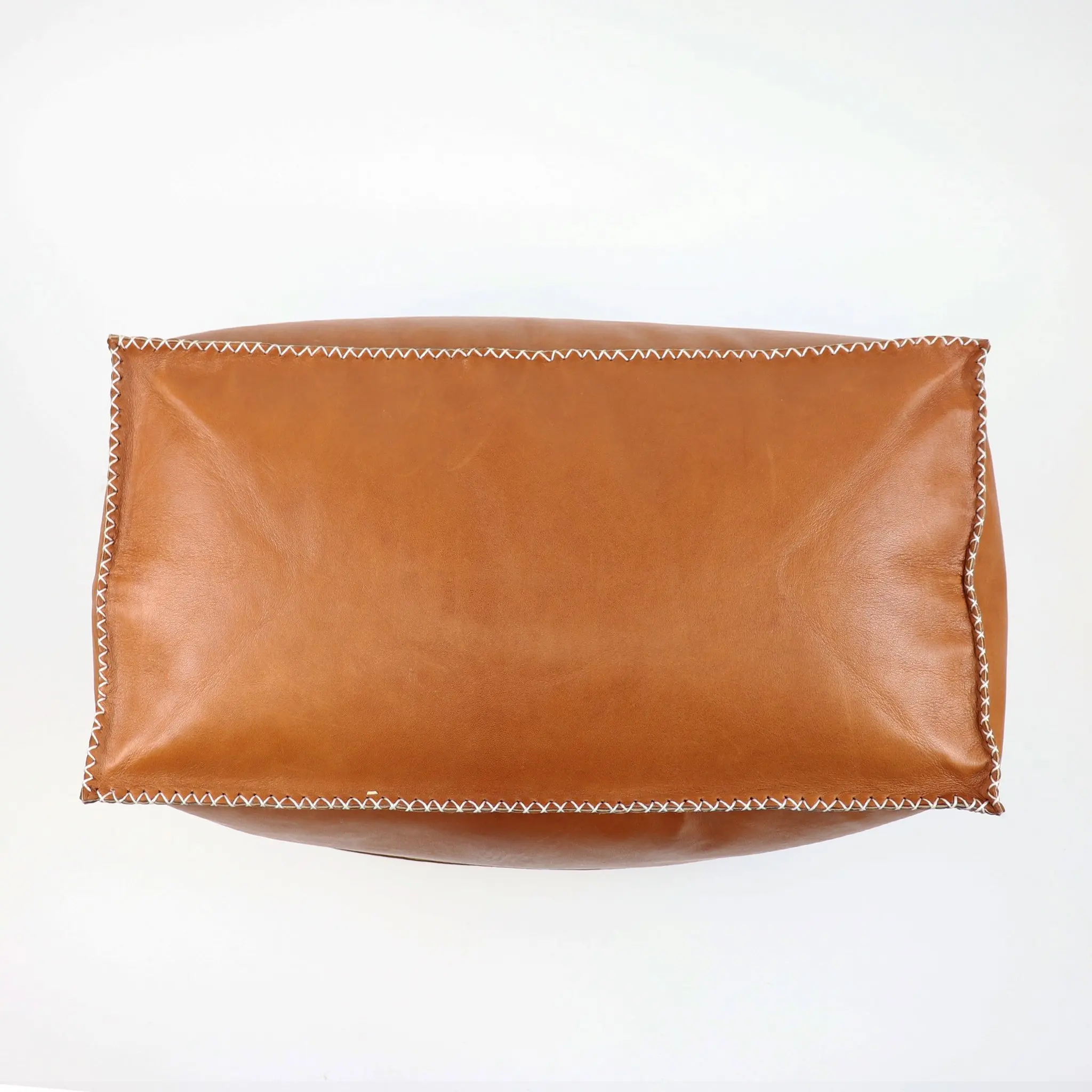 Cognac Color Handmade Moroccan Leather Ottoman Portable Pouf moroccan leather pouf ottoman footstool