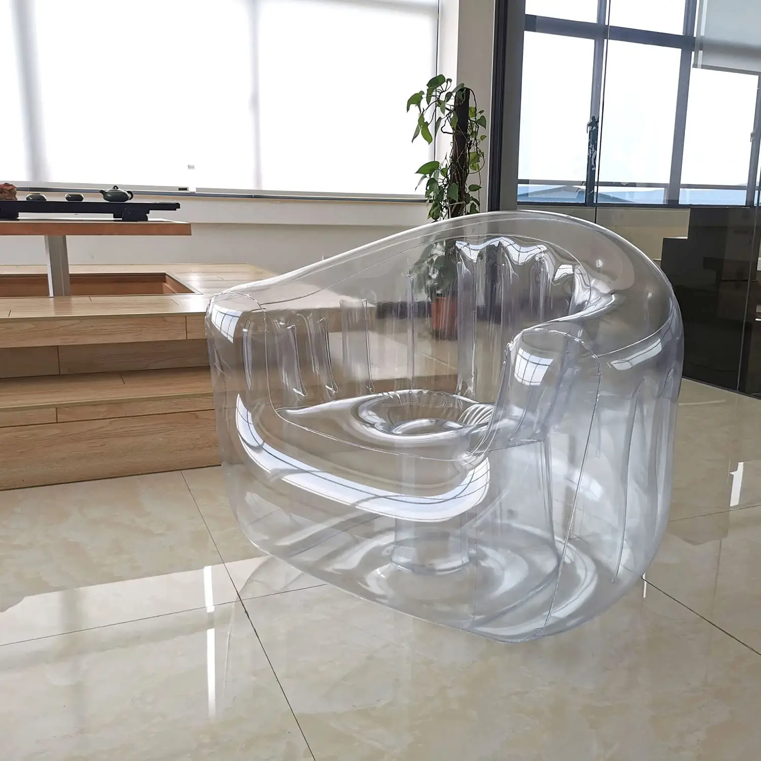 TRIHO S81892 High Quality Factory Customize Pvc Inflatable Transparent Lazy Sofa For Relax Living Room Furniture Outdoor Camping