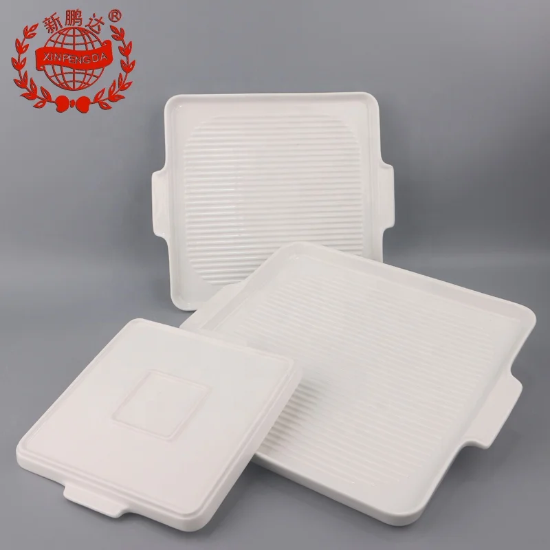 Горячая Распродажа, новый дизайн, белая посуда, квадратная полосатая тарелка для выпечки