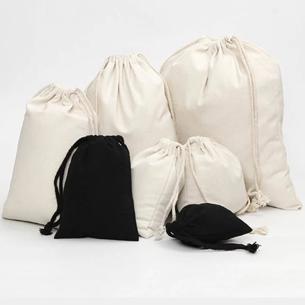 wholesale Custom Organic Natural Printed Cotton Canvas Drawstring Bag Canvas Cotton Pouch Drawstring Bags