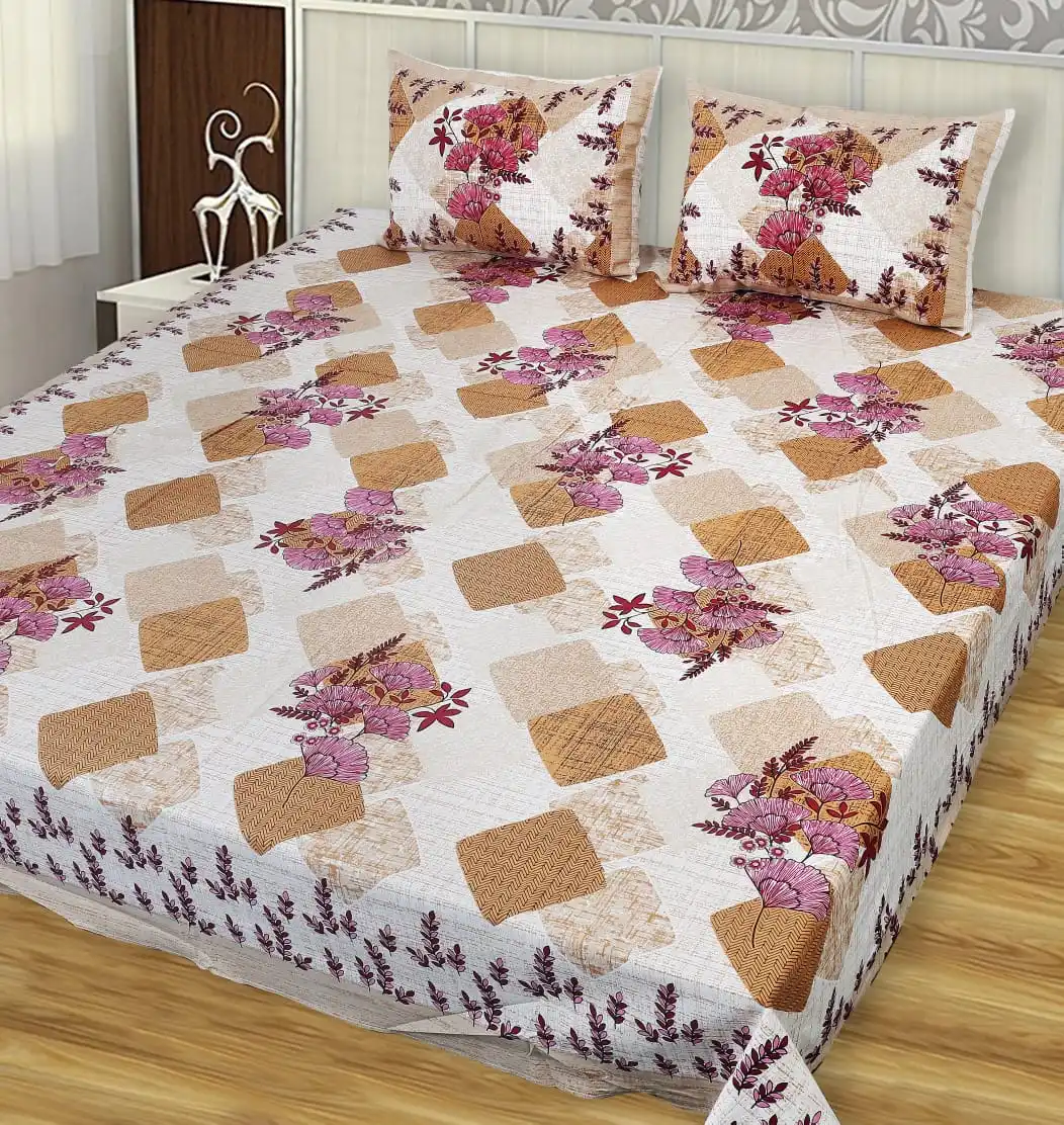 100% cotton printed bed sheets in pastel color  with matching pillow cases ideal for home furnishing stores
