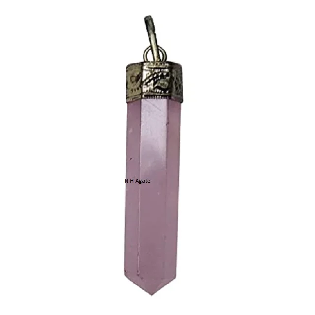 Natural Rose Quartz Gemstone Pencil Pendant For Wholesale Rose Quartz Pencil Point Pendants Buy From N H Agate
