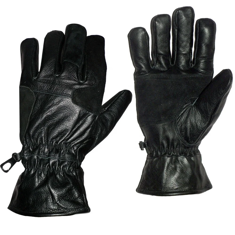 Factory Price Made with Anti Slash Fire Resistant Leather Gloves Security  Leather Gloves Soft Fashion Black