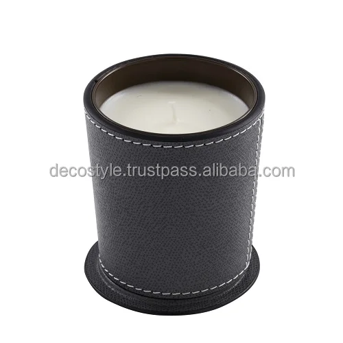 Leather candle jar with lid
