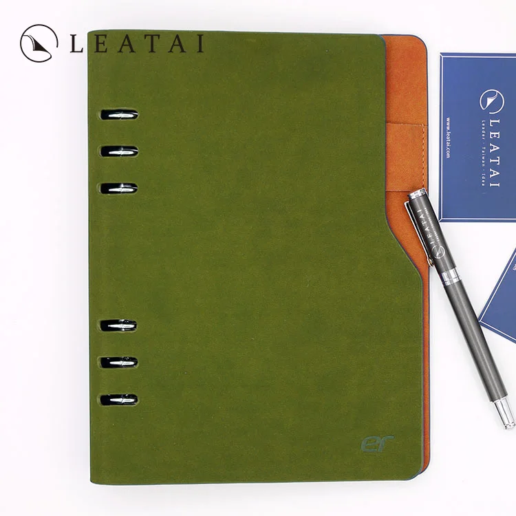 
Genuine leather handmade ring binder organizer 