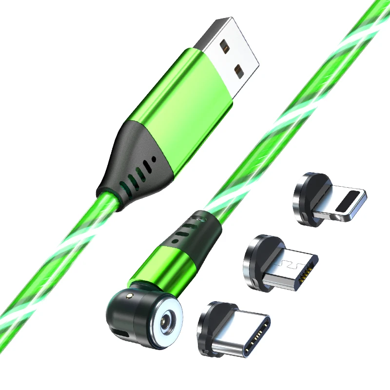 Лидер продаж светодиодный магнитный 3 в 1 USB-кабель А со светодиодным индикатором используемый для Lightning Type C Micro