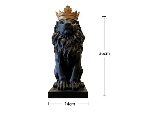 Black crown lion statue handicraft decorations christmas for home sculpture escultura home decoration accessories