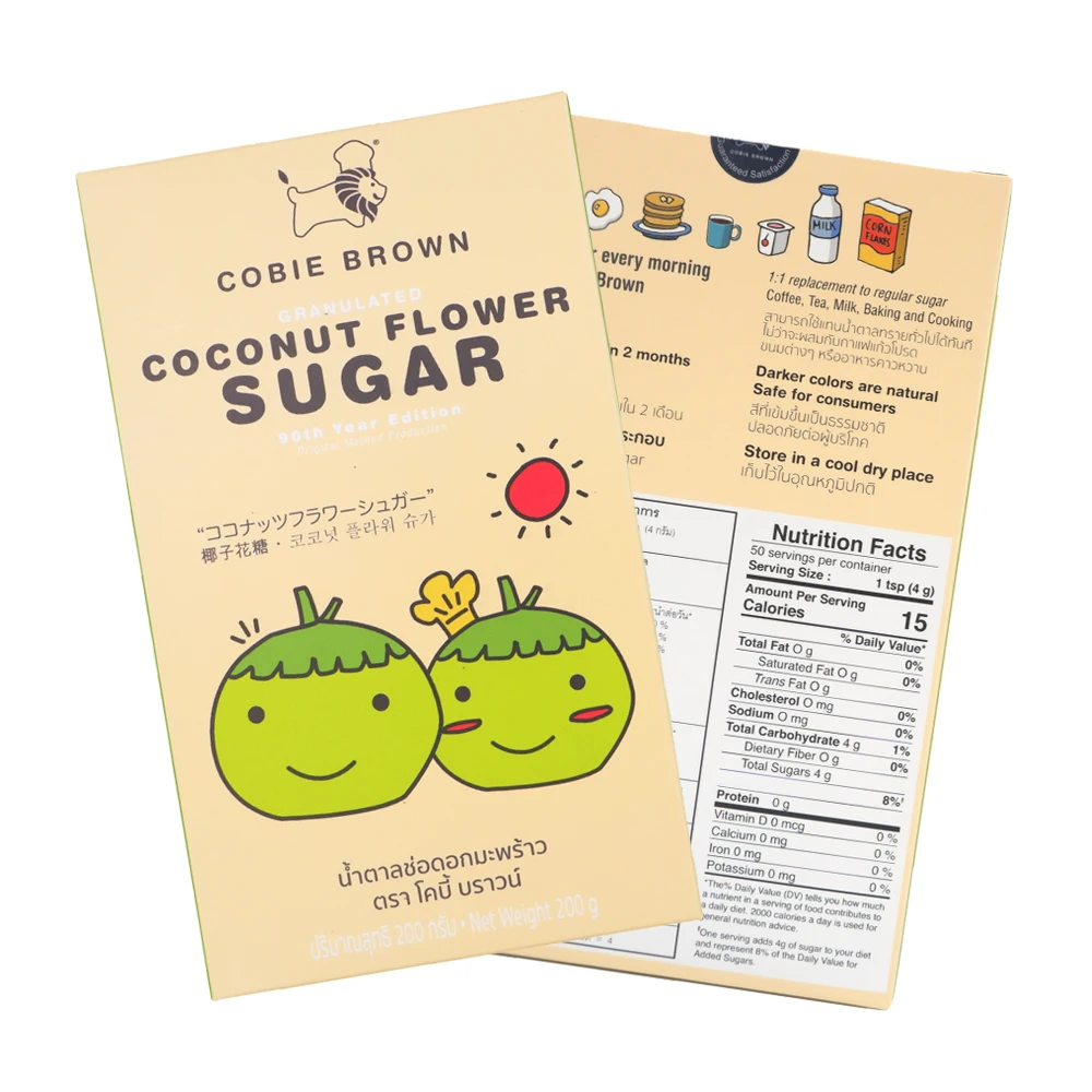 Best Price Organic White Sugar-Healthy Granular Coconut Flower Sugar 200g. from Thailand