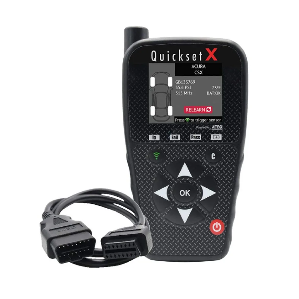 ATEQ Quickset X СИСТЕМА активации TPMS и инструмент сброса ЭБУ включает в себя кабель OBD, покрытие внутренних и европейских автомобилей до 2020