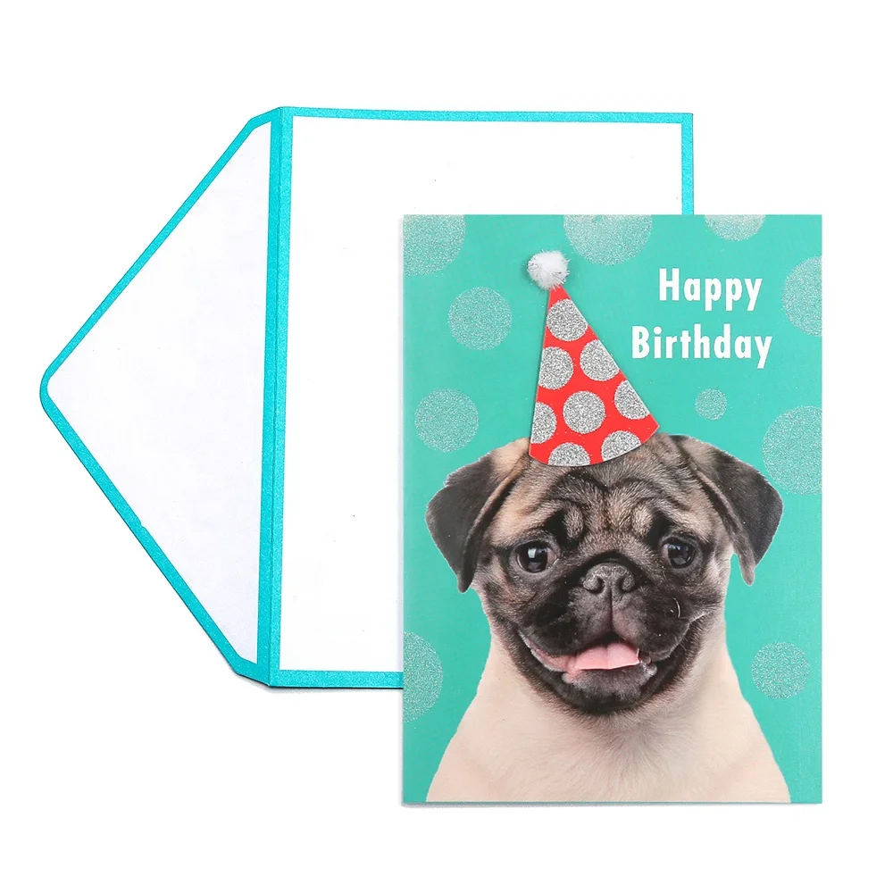 
Wholesale Printing Handmade Funny Dog Customised Animal Birthday Greeting Cards with Envelopes 