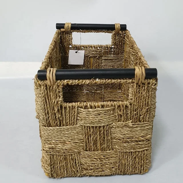 BSCI Manufacture wicker straw rattan basket housewares woven home dercor household  vietnam seagrass jute laundry basket