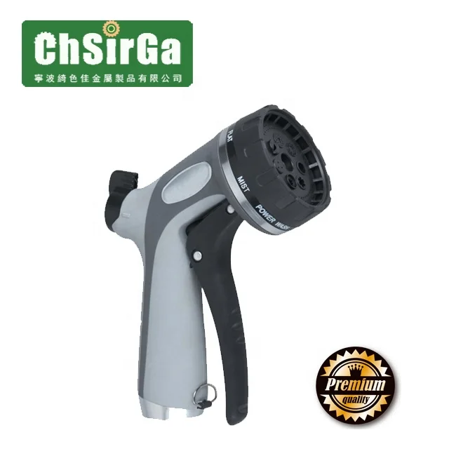 Garden Water Gun front multi-pattern (7) nozzle, metal plastic hose water spray nozzles, flow control water nozzles