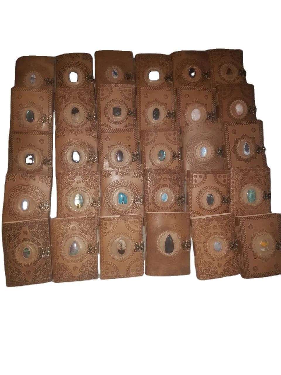 Wholesale price high quality Leather Journals with Stones leather diary durable handmade personalized  journals  with lock