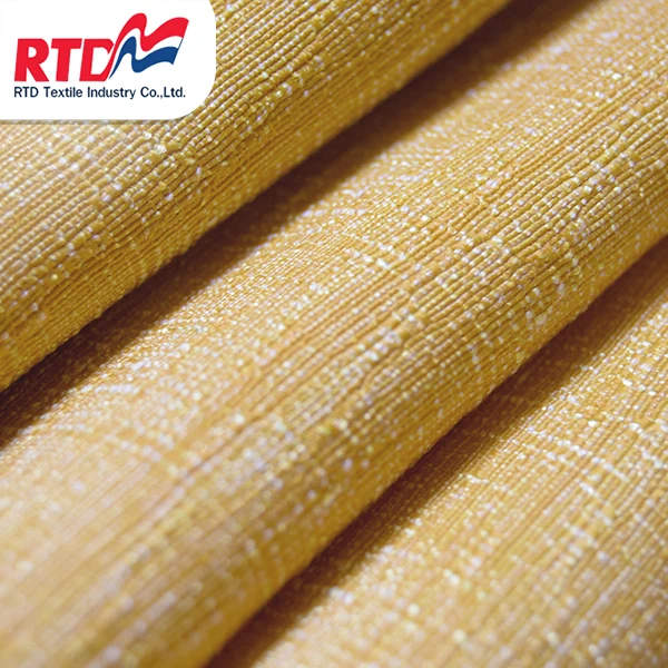 RTD Japanese silk Mix Silver Yarn 100% Polyester Fabric For Women - Golden yellow WP 1184