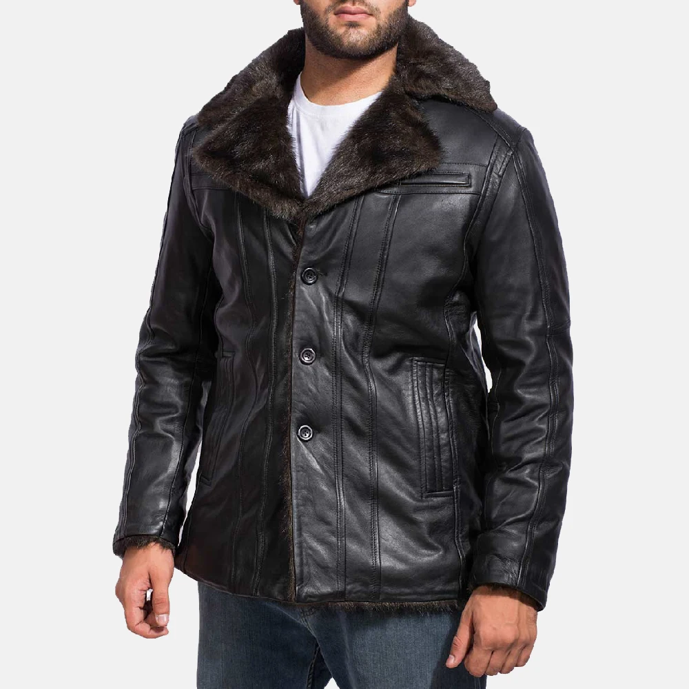 High Quality Black Fur Leather Jacket Made In Pakistan Sialkot
