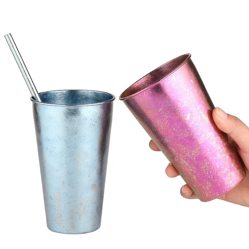 High quality life coffee Cup  pure titanium Juice Cup Beer drinking Titanium Ice Flower Mug