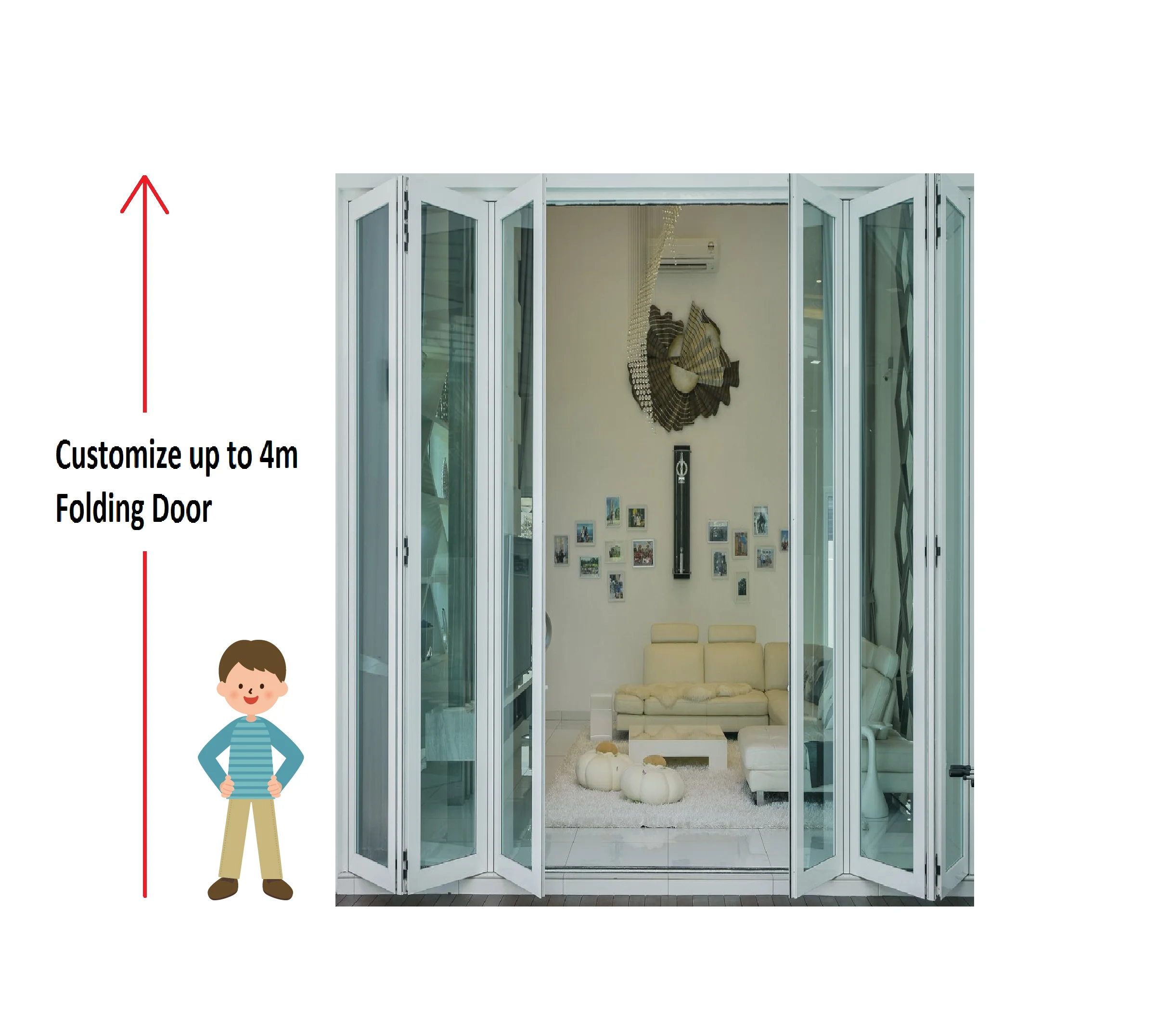 
 Низкое стекло аккордеон под заказ двухскладные алюминиевые складные двери для веранды на заказ  