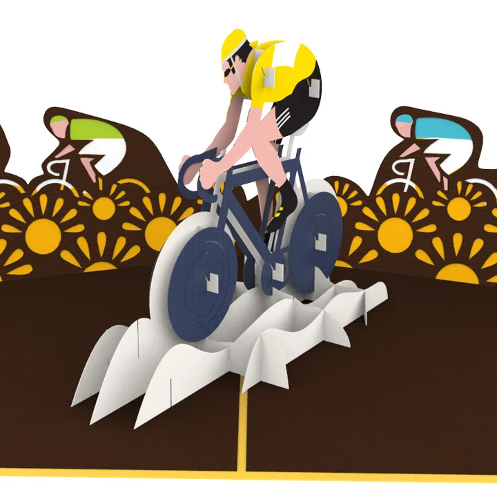  3D поздравительная открытка Tour de France Sport Велоспорт ручная лазерная резка оптовая продажа Вьетнам