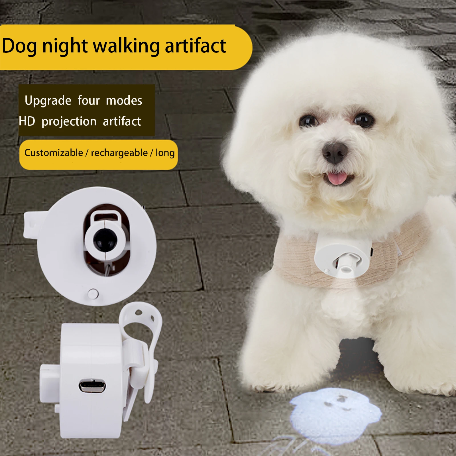Pet social light projection LED customized photo name pet lights dog go out projection light Easy to carry