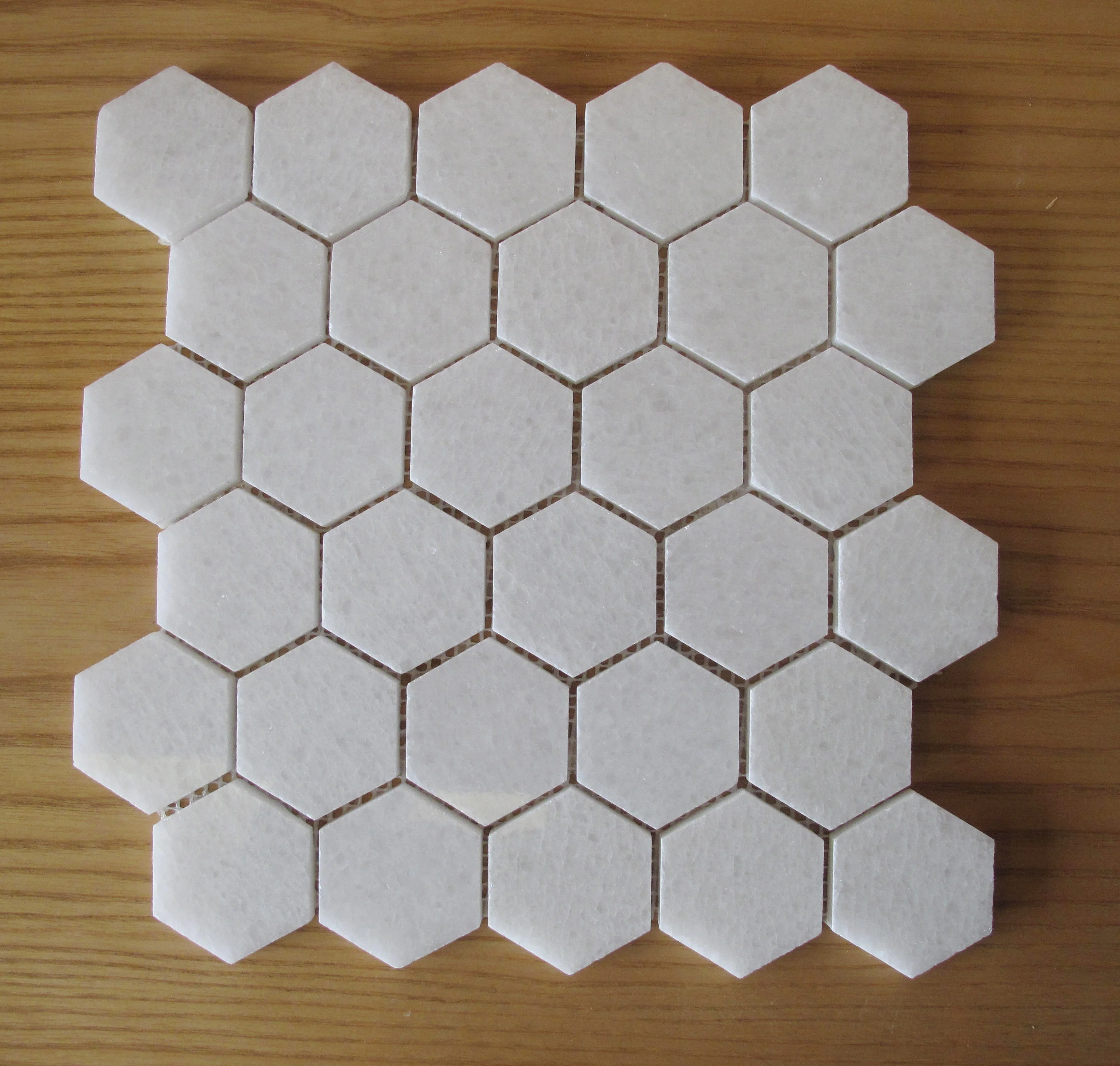 CRYSTAL WHITE HEXAGONAL STONE MOSAICS