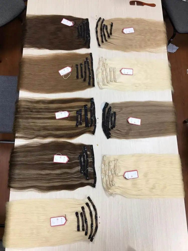 
Long Lasting Double Drawn Clip In Hair Extension mixpiano 100% Remy Human Clip on Remy Hair Clip mix color 