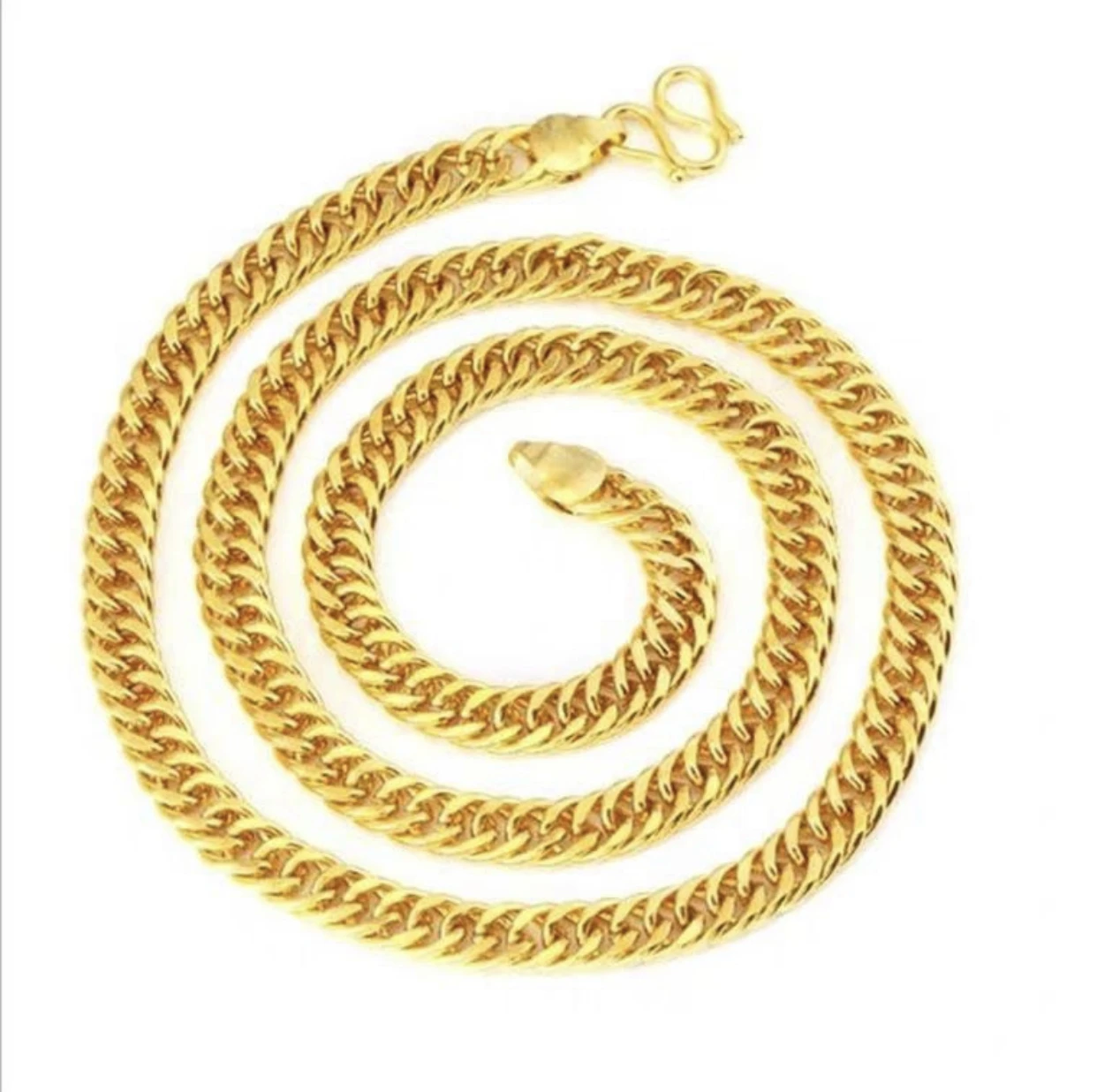 Double Link Curb Chains in Solid Gold 14K 18K 24K (Custom Width + Lengths Available) United States of America + Canada Delivery