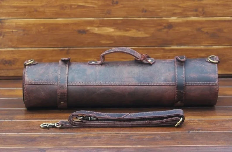 High Quality Leather Chef Knife Rolling Tool Bag Multi Chef Tool Storing Pouch Professional Chef Knife Bag
