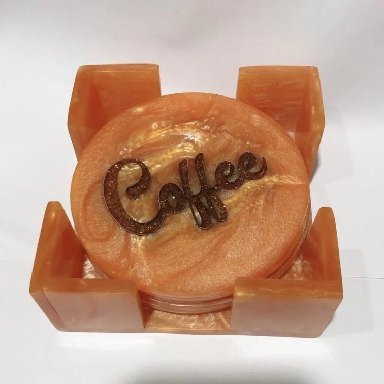 Качественная квадратная круглая подставка из эпоксидной смолы высокого качества с держателем для домашнего чая