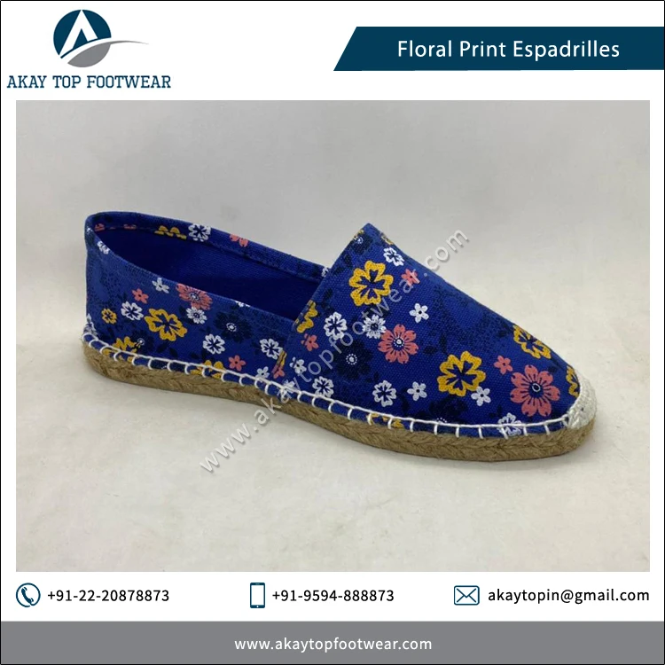 Affordable Price Hot Selling Floral Print Traditional Espadrilles Flat Shoes for Women from Top Listed Indian Vendor