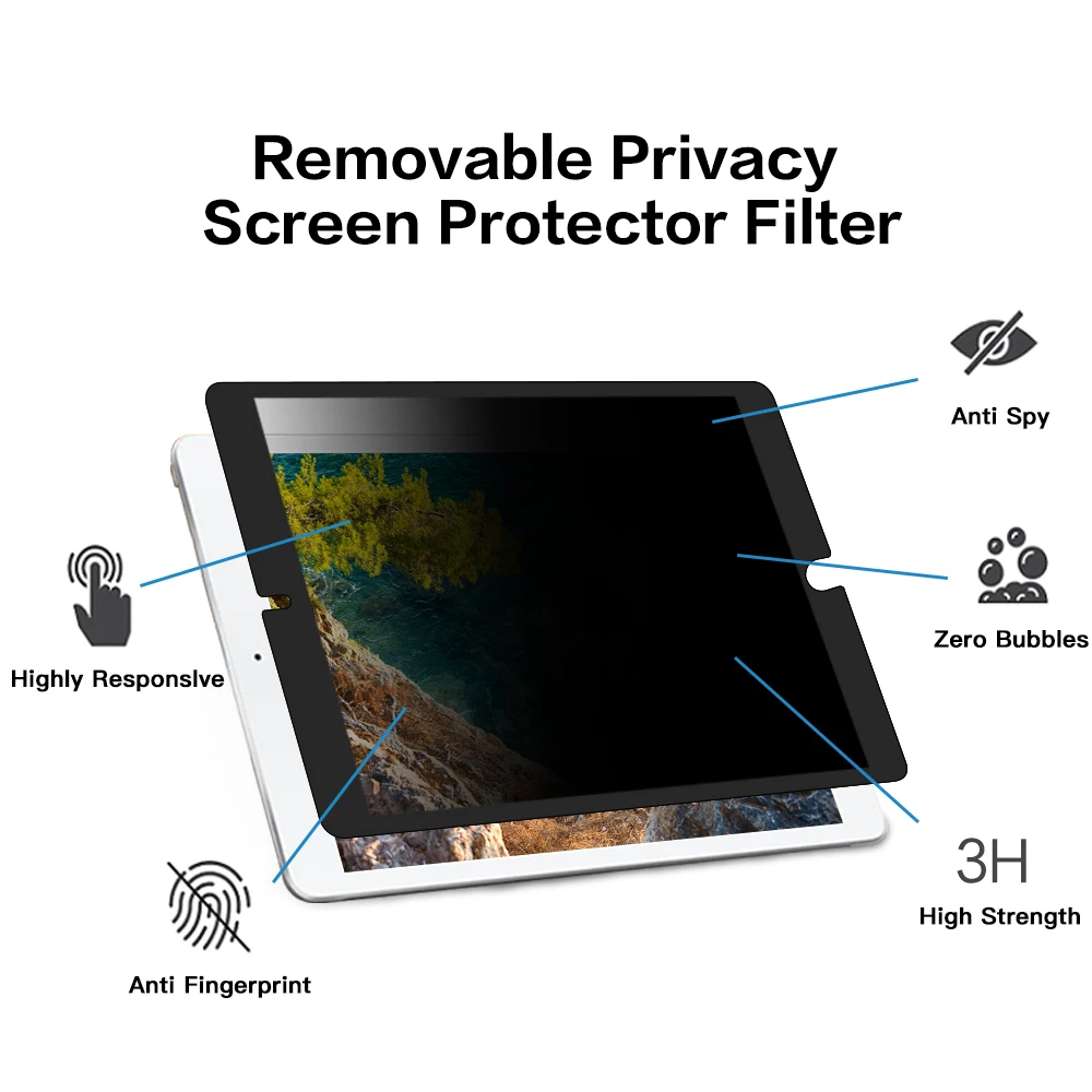 LFD571 Privacy Filter Anti-glare Removable Tablet Screen Protector Film for iPad 10.2 Heb Tablett