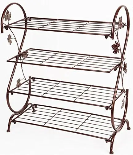 Galvanized Rack 2 Tires Design Bottles Storage Shelf Independent Table Top Wine Display Rack