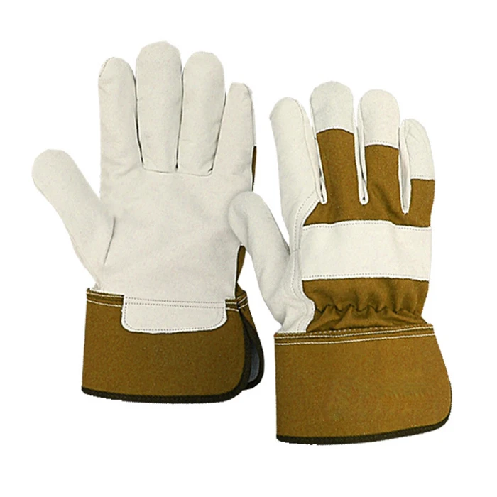 New Design Leather Working Gloves For Online Sale Strip Cotton Work Gloves For Hard Work