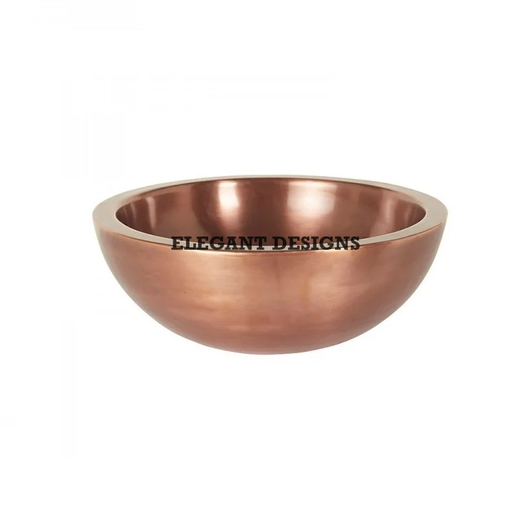High Quality Polished Copper Bathroom Sink Handmade Traditional Simple Stylish Basin Stone Material Wholesale