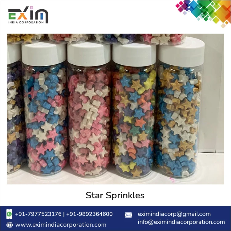 Best Market Price Superb Quality Yellow Color Decorative Sugar Star Sprinkles for Brownies, Ice-Cream and Sundaes