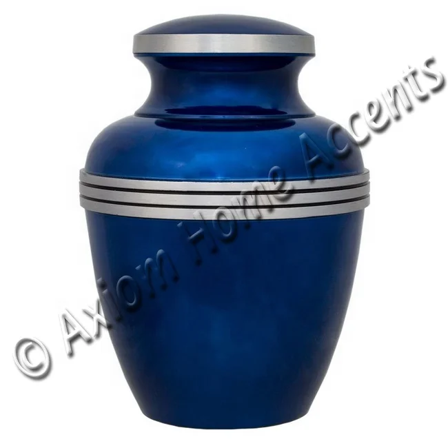 Cheap Wholesale Black Metal Pet Cremation Urn Avalon with Silver Bands Burial Urn For Ashes of Pets By Axiom Home Accents