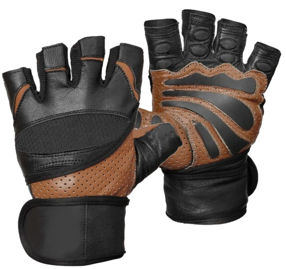
Best Gym Training Non Slip Weight Lifting leather half finger gloves by Fit Impex 