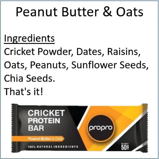 Propro Energy Bar Cricket Protein 50 g 5 flavors  100% Natural Ingredients From Thailand