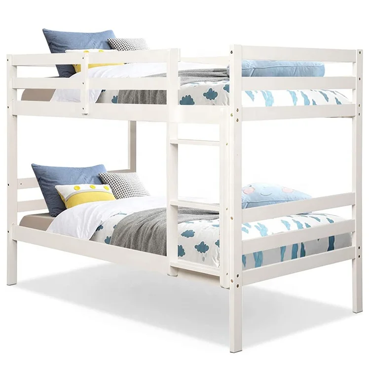 
White wood bed king size solid bunk beds children wooden bed 