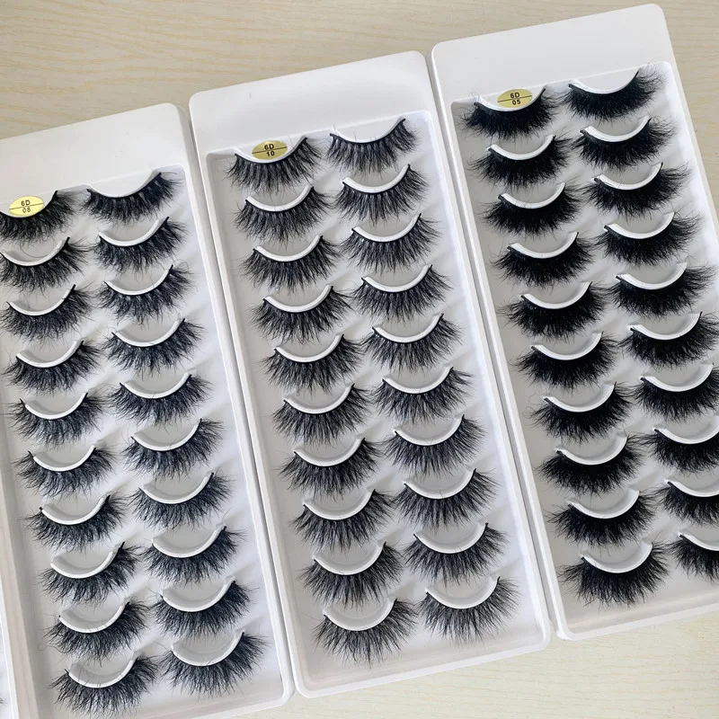 Wholesale Discount Price 10 Pairs Full Strip luxury Mink Lashes 100% Handmade  Natural 3d Fluffy Lashes Eyelashes