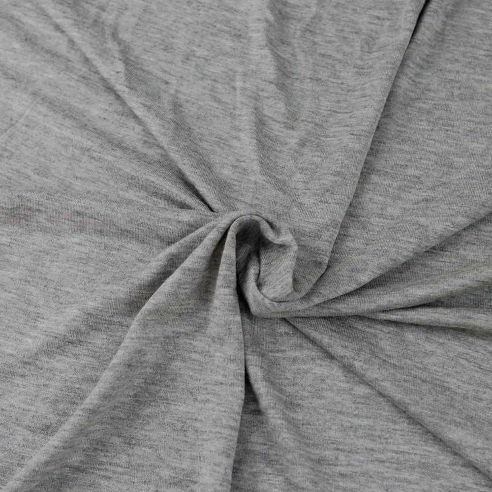 Heather Gray Rayon Spandex Jersey Stretch Knit Fabric - Medium Weight 180 GSM Style